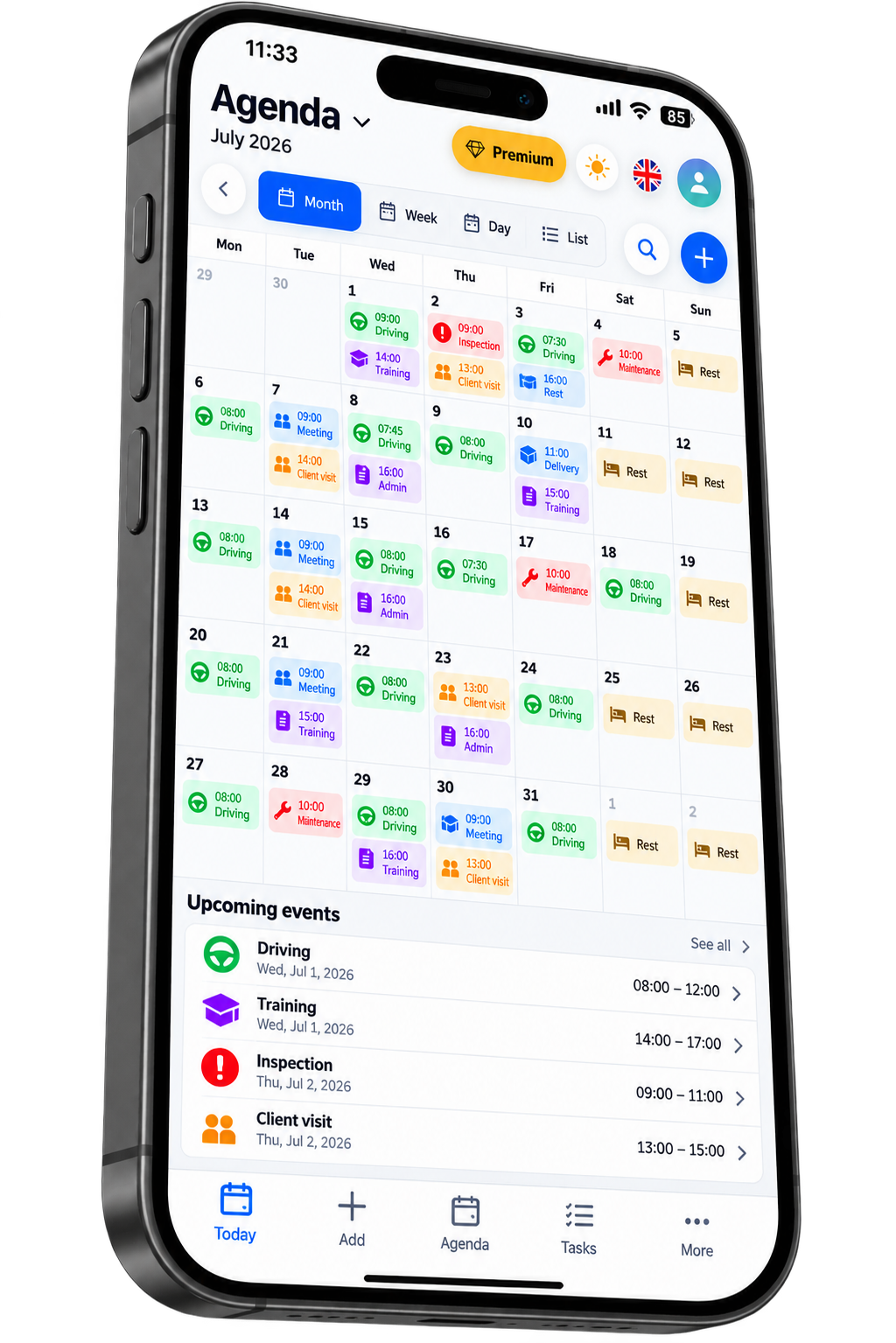 Calendar in Drivimo